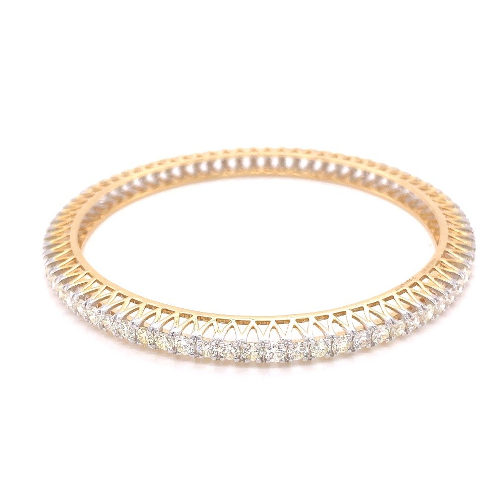 14k gold & natural diamond studded bangle