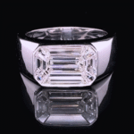 Mens Ring Emerald Cut Lab Diamond 5ct Size Diamond Ring , 14k Gold .