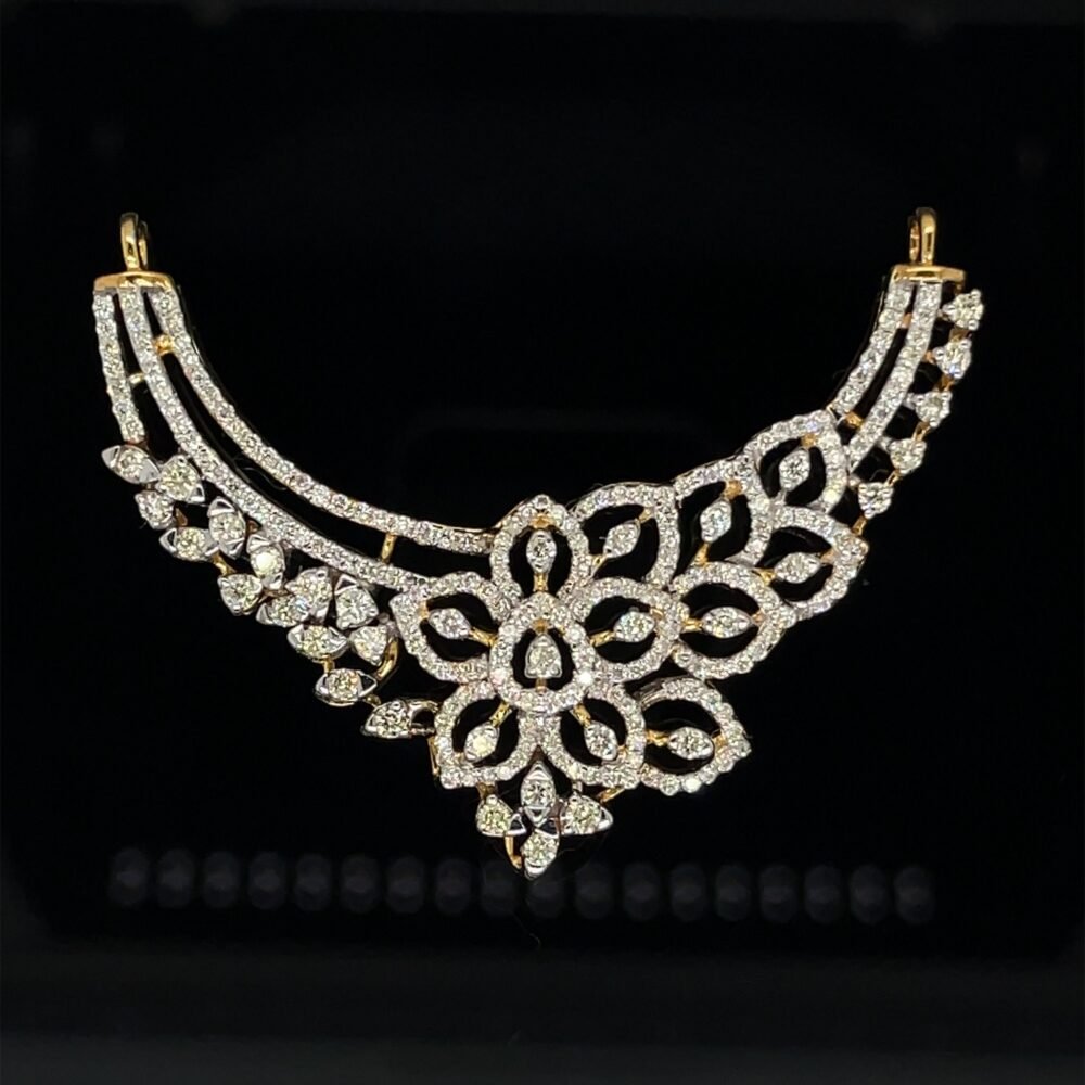 Elegant Diamond Mangalsutra Pendant | 14K Gold & VVS Diamonds | Handcrafted Indian Jewelry | Wedding Gift for Bride - Image 3