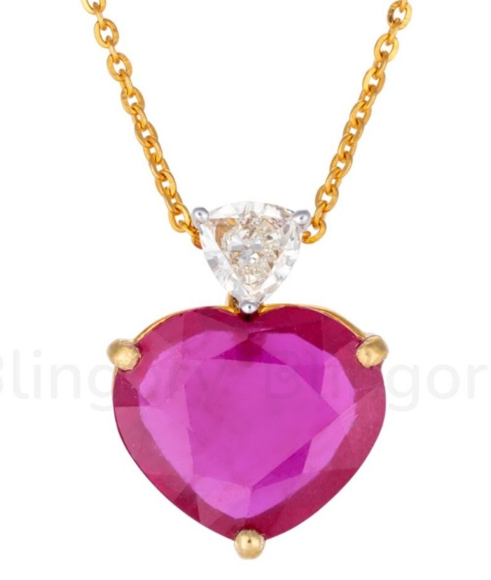 Heart-Shaped VVS Diamond & AAA Natural Ruby Necklace |Romantic Gift for Her, Minimalist Birthstone Jewelry |Best Birthday And Christmas Gift - Image 2