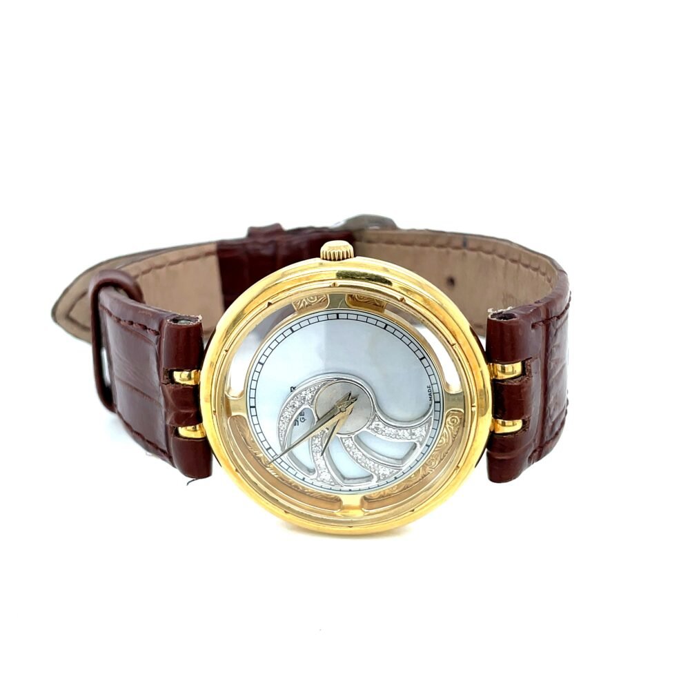 Vintage Sarcar Geneve Skeleton Watch | 18K Gold Case | Rare Swiss-Made 17 Rubis Automatic Men's Watch | Luxury Collectible Timepiece. - Image 2