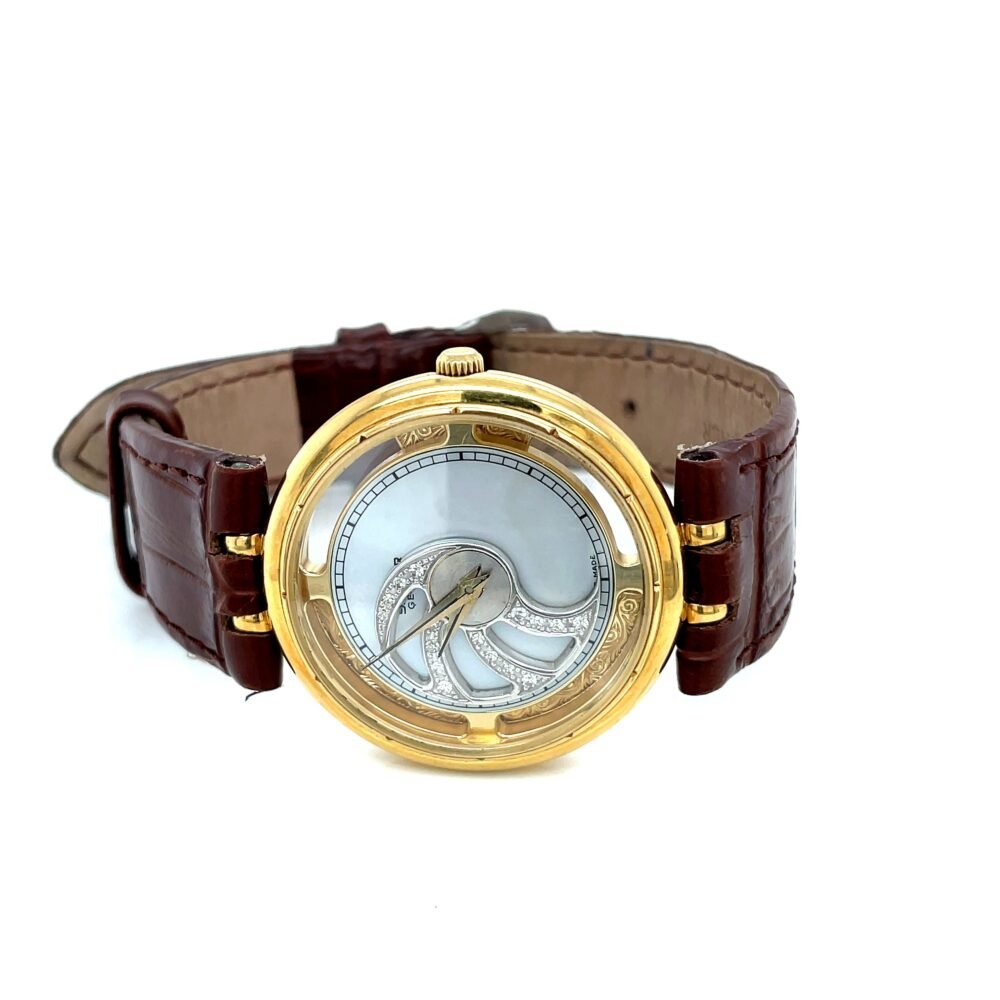 Vintage Sarcar Geneve Skeleton Watch | 18K Gold Case | Rare Swiss-Made 17 Rubis Automatic Men's Watch | Luxury Collectible Timepiece.