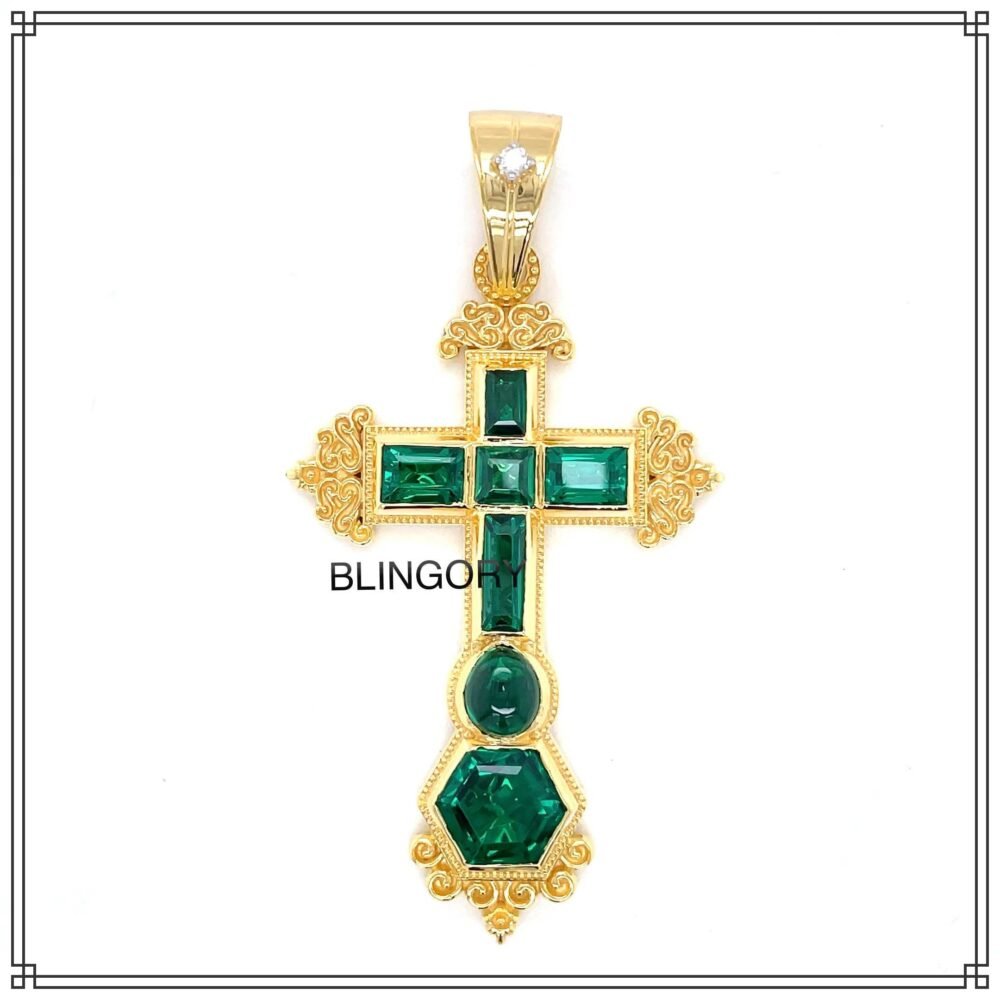 Rare 925 Silver Handmade Cross Pendant – Lab-Made Emerald Jesus Savior Pendant | Attocha Emerald Holy Pendant | Perfect Valentine Gift - Image 7