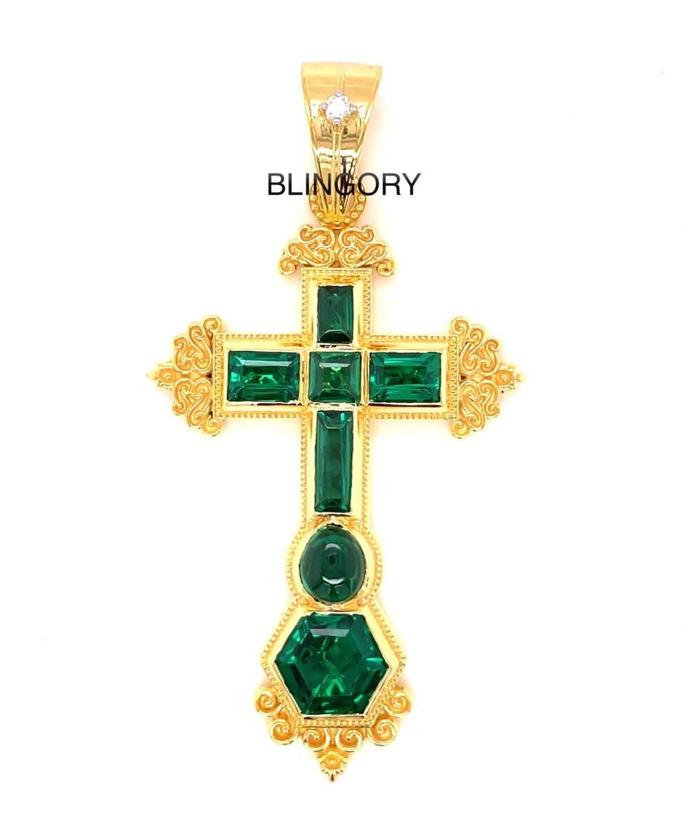 Rare 925 Silver Handmade Cross Pendant – Lab-Made Emerald Jesus Savior Pendant | Attocha Emerald Holy Pendant | Perfect Valentine Gift - Image 4