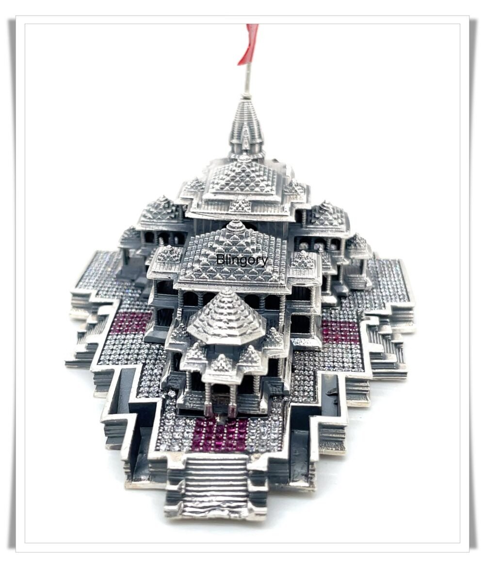 925 Silver Ram Mandir Ayodhya Model | Mini Silver Hindu Temple Figurine | Sacred Ram Mandir Sculpture for Housewarming & Spiritual Gift. - Image 3