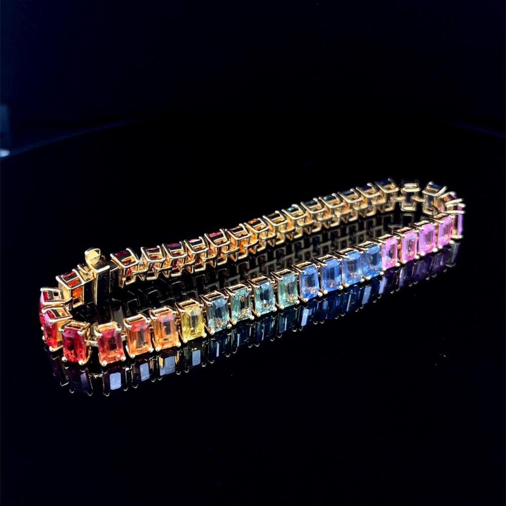 Multi-Sapphire Tennis Bracelet for Girls – Elegant Gold Bracelet with Colorful Gemstones, Stunning Gemstone Jewelry - Image 5