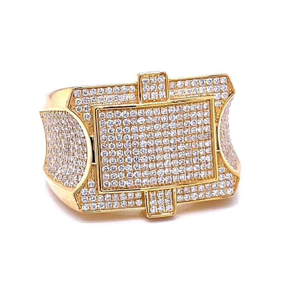 Luxury Men's Diamond Ring – 10K Solid Gold with Natural EF Diamonds – Hip Hop Style Gift for Him – Best Valentine's Day Gift for Him