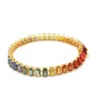 Multi-Sapphire Tennis Bracelet for Girls ? Elegant Gold Bracelet with Colorful Gemstones, Stunning Gemstone Jewelry