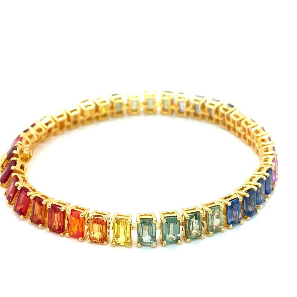 Multi-Sapphire Tennis Bracelet for Girls – Elegant Gold Bracelet with Colorful Gemstones, Stunning Gemstone Jewelry - Image 2