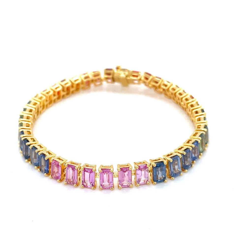 Multi-Sapphire Tennis Bracelet for Girls – Elegant Gold Bracelet with Colorful Gemstones, Stunning Gemstone Jewelry - Image 3