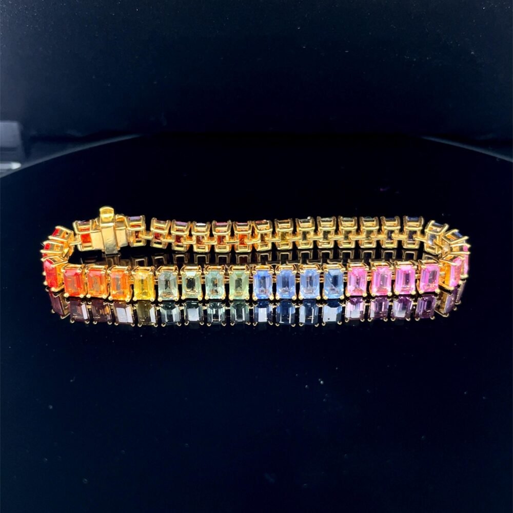 Multi-Sapphire Tennis Bracelet for Girls – Elegant Gold Bracelet with Colorful Gemstones, Stunning Gemstone Jewelry - Image 6