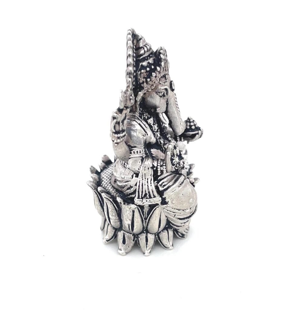 Pure Silver Lakshmi Ganesh Idol | Handcrafted Hindu Statue for Puja | Divine Blessing Silver Murti | Housewarming & Spiritual Gift - Image 6