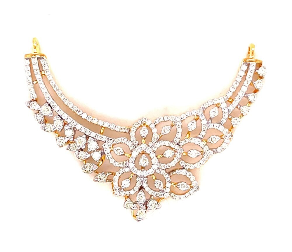 Elegant Diamond Mangalsutra Pendant | 14K Gold & VVS Diamonds | Handcrafted Indian Jewelry | Wedding Gift for Bride - Image 2