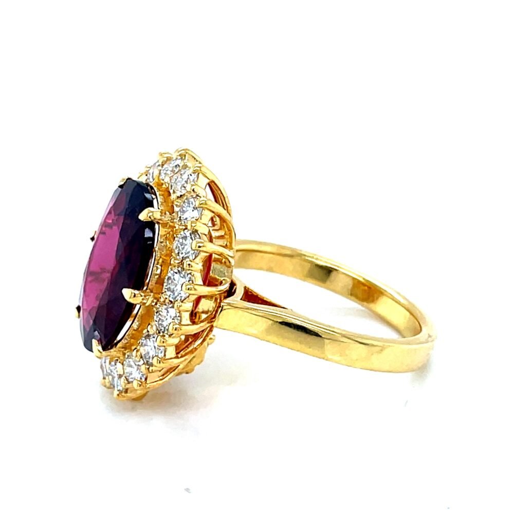 10K Gold Art Deco Pink Tourmaline And Diamond Ring | Convertible ring pendant | Birthstone, Proposal, Bridesmaid & Vintage Gift. - Image 8