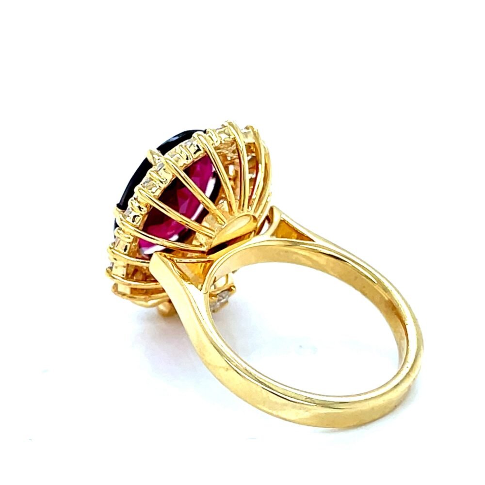 10K Gold Art Deco Pink Tourmaline And Diamond Ring | Convertible ring pendant | Birthstone, Proposal, Bridesmaid & Vintage Gift. - Image 7