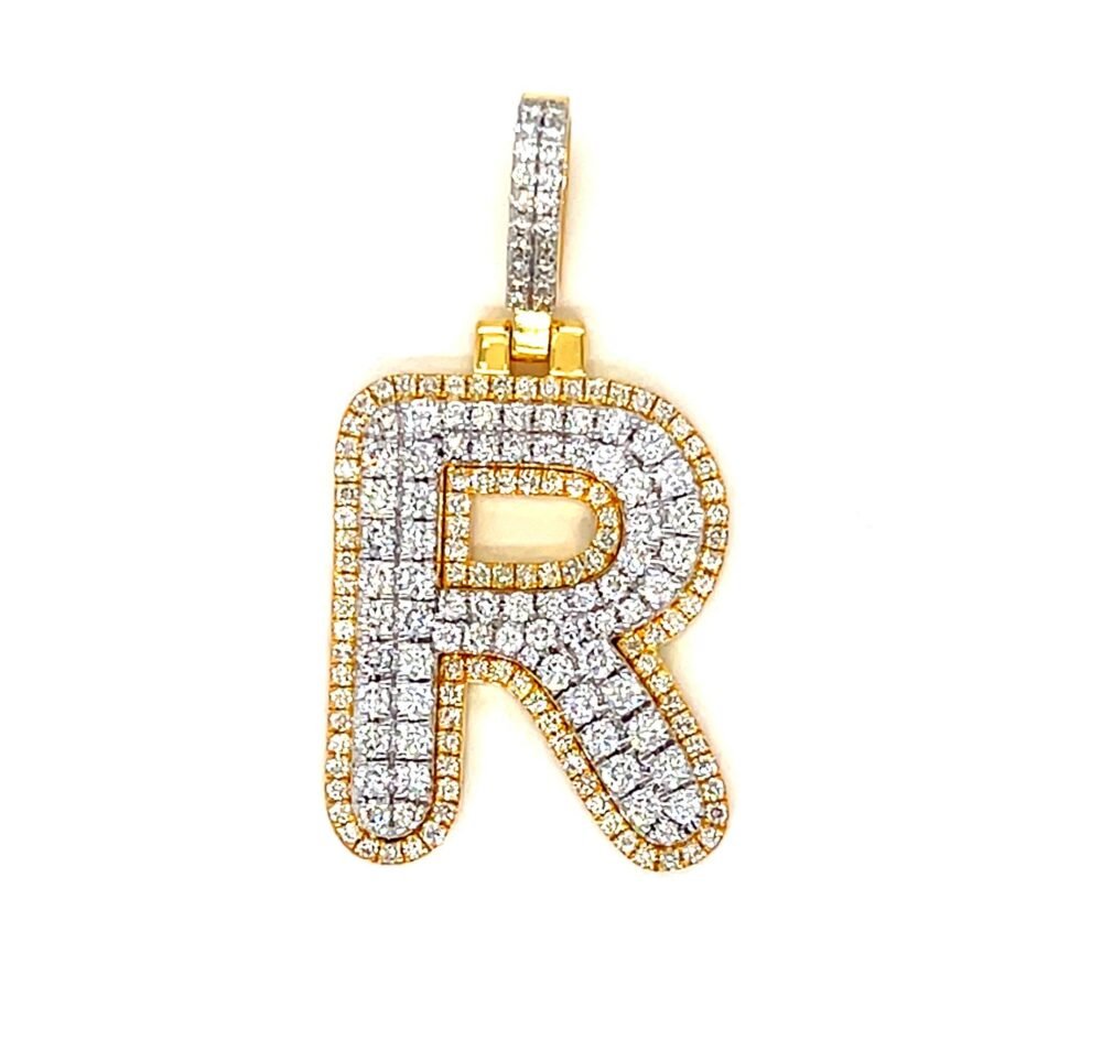 10K Gold Iced-Out Alphabet Pendant | Personalized Letter Necklace | Custom Birthday Gift | Hip Hop Bling Jewelry for Men & Women