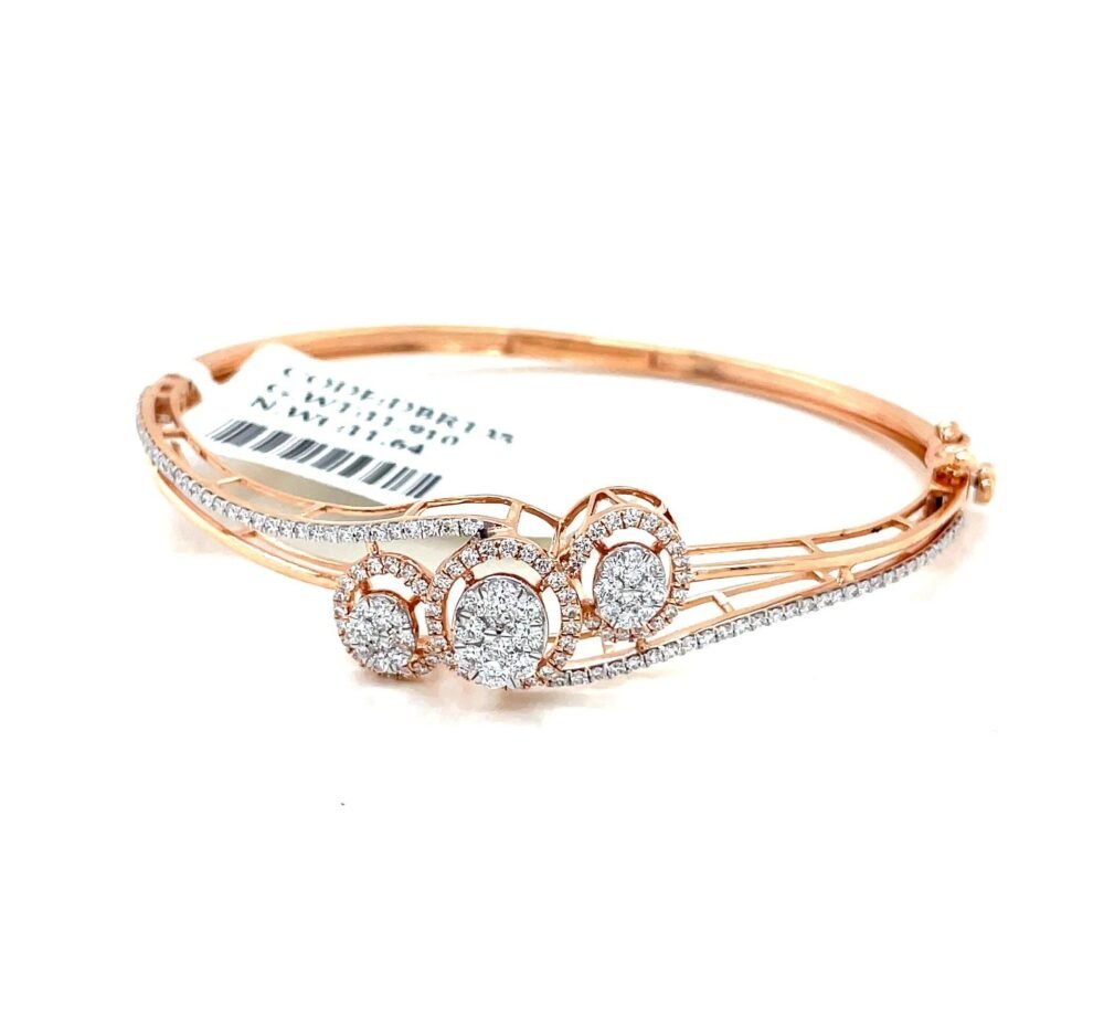 14k Gold Diamond Bangle Bracelet For Girls . - Image 2