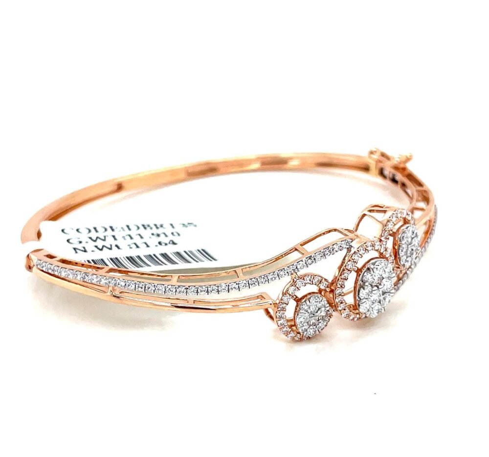 14k Gold Diamond Bangle Bracelet For Girls . - Image 5