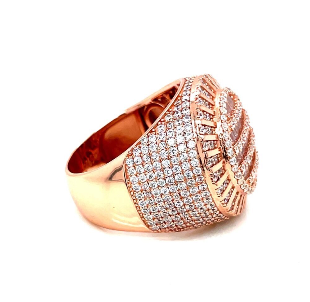 Men's Iced-Out Silver Ring | Bold Hip Hop Style Chunky Ring |Rose Gold Plated Rapper Ring | Fashion Statement Jewelry for Men| Birthday gift - Image 4