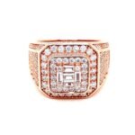 Men's Iced Out Ring | Rose Gold Plated 925 Sterling Silver with CZ Diamonds | Best Design Men's Ring | Birthday & Valentine's Day Gift