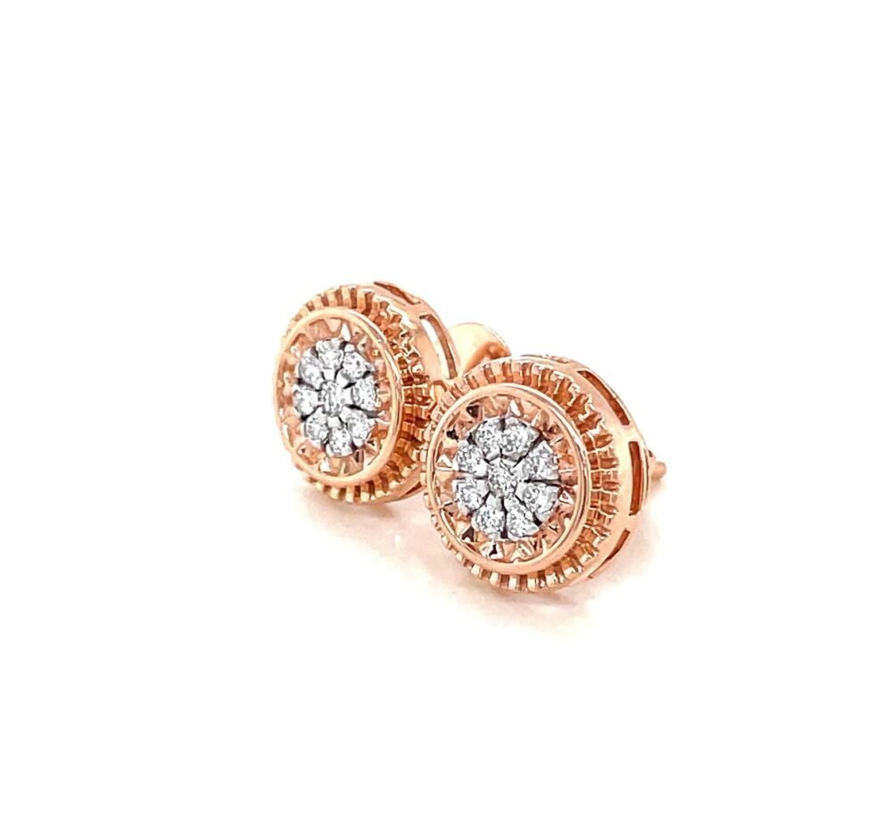 18k Solid Yellow Gold Natural Diamond Studs , Statement Diamond Earrings ,Gift For Love, Diamond Lovers,Eternity Earrings,Wedding Gift. - Image 2