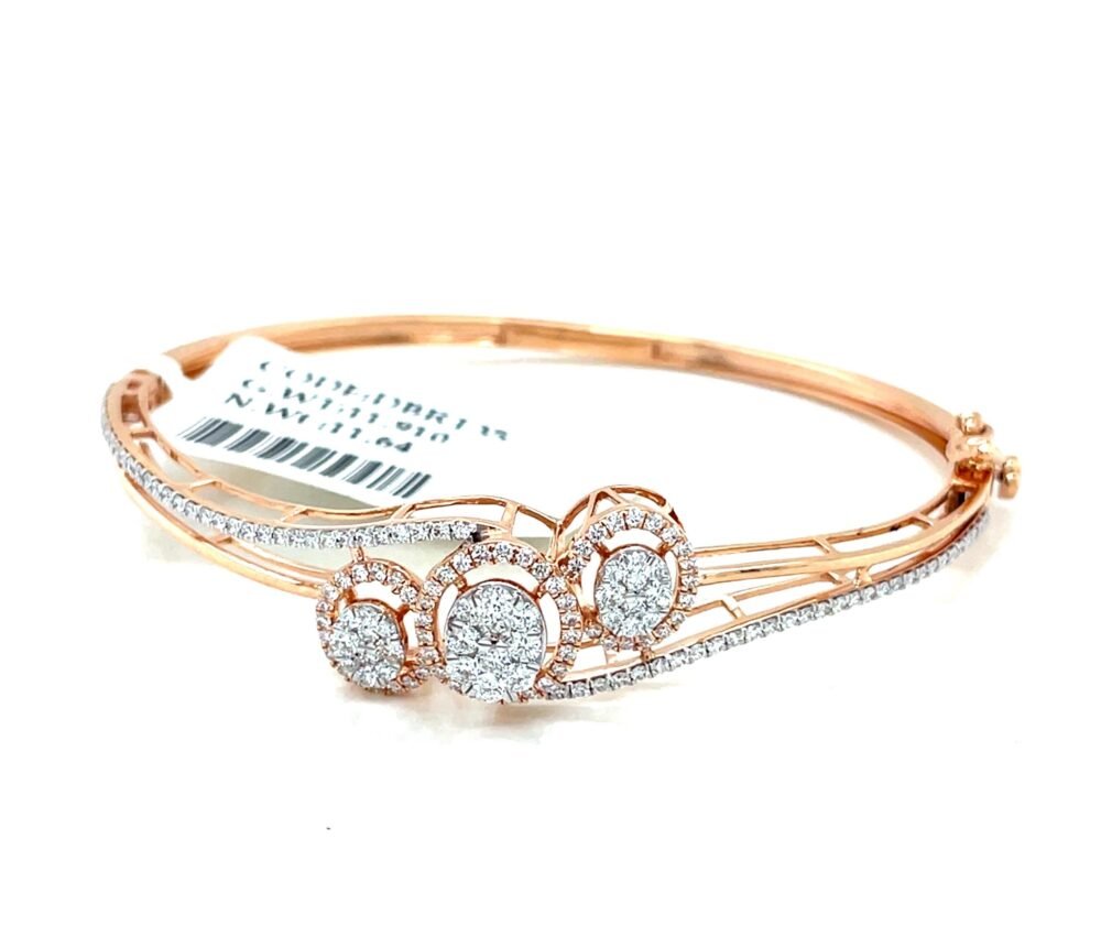 14k Gold Diamond Bangle Bracelet For Girls .