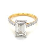 4CT Emerald Cut Lab Grown Diamond Engagement Ring ? IGI Certified VS1 E Color, Solitaire Pave Ring, Best Valentine Propose Ring.