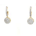 10mm Miracle-Set Diamond Dangler Hoop Earrings | 10K Yellow Gold | Natural or Lab-Grown Diamonds | Clip Bali Screw | IGL Certified