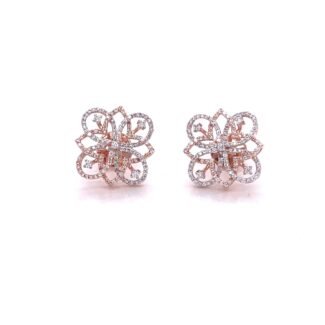 14K Rose Gold Lab Diamond Stud Earrings | Lightweight Twist Design | Screw Back | Blingory Jewels