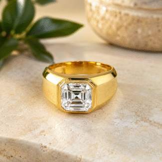 4.00 Ct Luxury & Gorgeous Moissanite Ring for Men , Elegant Men's Solitaire Ring, Asscher Cut Colorless Moissanite Men's Engagement Ring .