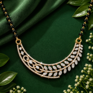 14K Rose Gold Diamond Mangalsutra Pendant | Traditional Bridal Jewelry | Perfect Wedding, Anniversary,Birthday Gift for Wife