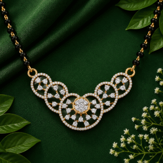 14 kt Rose Gold Diamond Mangalsutra, Wedding GIft , Minimalist design Pendant , Indian  Mangalsutra, ,Light weight Tanmania