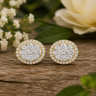 Iced Out Mens Diamond Stud Earrings 10 mm | 9K Gold Lab Diamonds | Hip Hop Rapper Jewelry | Bling Studs | Birthday gift