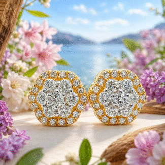 Natural Diamond Stud Earrings 9K Gold | IGL Certified Diamond Studs | Unisex Minimal Jewelry | Everyday Bling Gift | Ready to Ship
