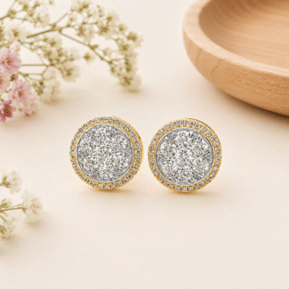 Iced Out Mens Diamond Stud Earrings 10mm | 9K Gold Lab Diamonds | Hip Hop Rapper Jewelry | Bling Studs | Birthday Gift