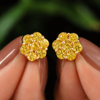 Fancy Canary Yellow Lab Grown Diamond Stud Earrings | 9K Gold Yellow Diamond Studs | IGI Certified | Minimal Unisex Jewelry | Gift for Him