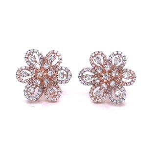 Rose Gold Diamond Stud Earrings – Elegant Micro Pave Minimalist Studs |  Worldwide Shipping