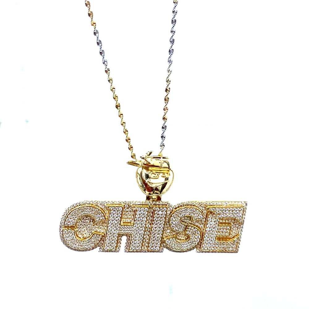 Custom Iced-Out Name Pendant – 10K Gold, Micro-Pavé Vvs Diamonds, Hip-Hop Bling, Rapper Jewelry. - Image 3