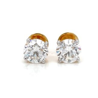 💎 2CT Round Lab-Grown Diamond Stud Earrings | IGI Certified | 14K Gold Martini Setting | Sustainable Fine Jewelry