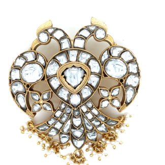 Royal Polki Pendant Set | 925 Silver & 22kt Gold | Gandaberunda Design | Pearl Accent | Traditional Indian Rakhi Gift Jewelry .