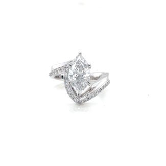 Marquise Diamond Ring For her , Valentine day Gift for Love , 14k White Gold And lab Diamond Ring .