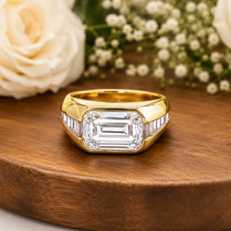 Men’s Emerald Cut Lab Diamond Ring – 14K Yellow Gold | 5.08 CT Center  Diamonds | Custom Blingory Design | Shipping Worldwide.