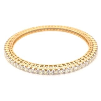 Traditional Indian Single Row Diamond Bangle | 14K Gold | 0.10ct VS Diamonds | Custom Made | Blingory Jewels .
