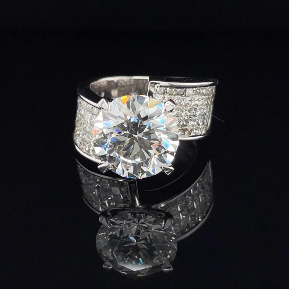 8CT Lab Diamond Men's Ring |14K White Gold IGI VS1 Solitaire Wedding Band | Blingory Shipping Worldwide . - Image 5